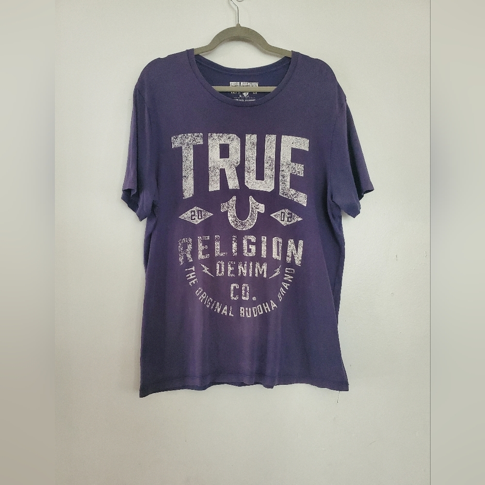 True Religion Navy Vintage Look Tee Shirt L